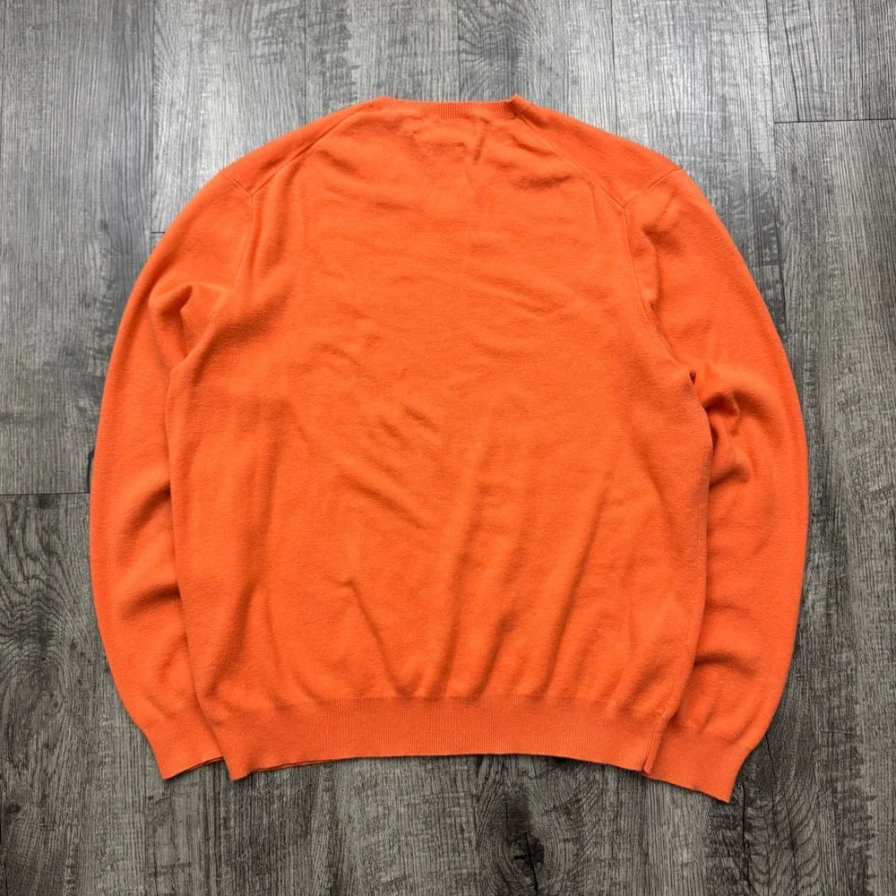 Vintage Polo Ralph Lauren V-Neck Sweater Orange Preppy Pima Cotton L